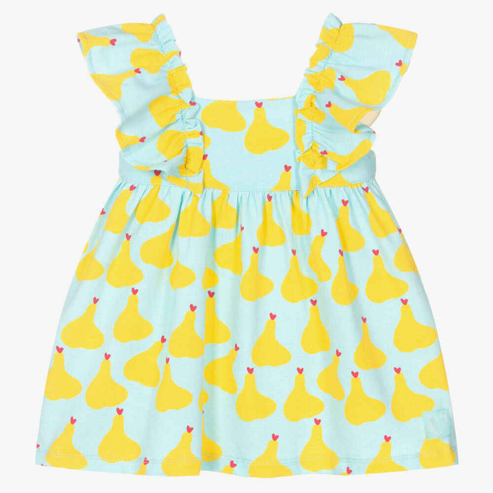 Agatha Ruiz de la Prada - Girls Blue Pear Print Cotton Dress | Childrensalon