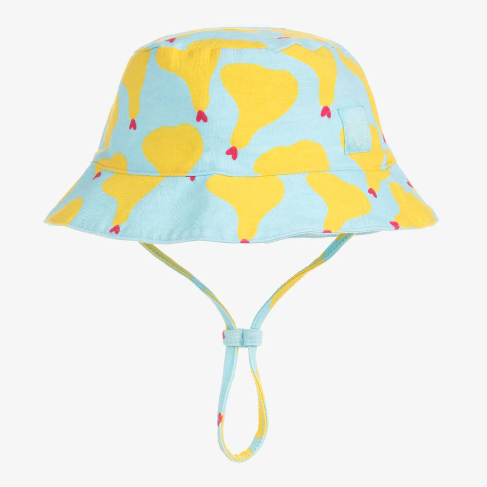 Agatha Ruiz de la Prada - Girls Blue Pear Print Cotton Sun Hat | Childrensalon