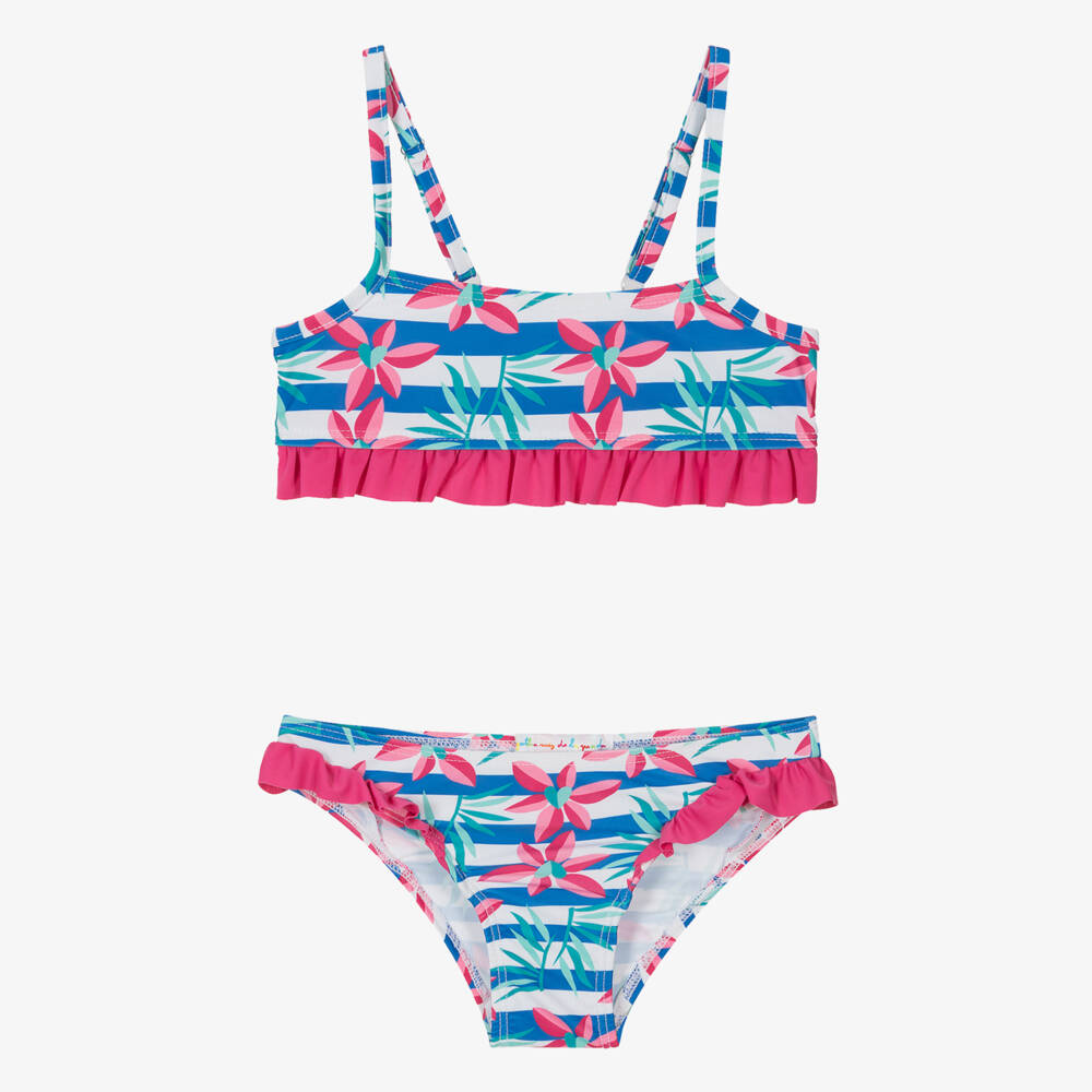 Agatha Ruiz de la Prada-Girls Blue & Pink Floral Bikini | Childrensalon Outlet