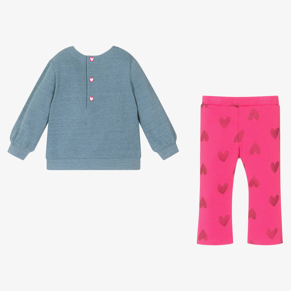 Agatha Ruiz de la Prada-Girls Blue & Pink Heart Leggings Set | Childrensalon Outlet