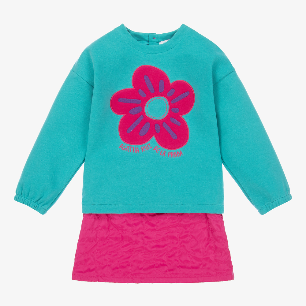 Agatha Ruiz de la Prada - Ensemble jupe rose et bleu Fille  | Childrensalon