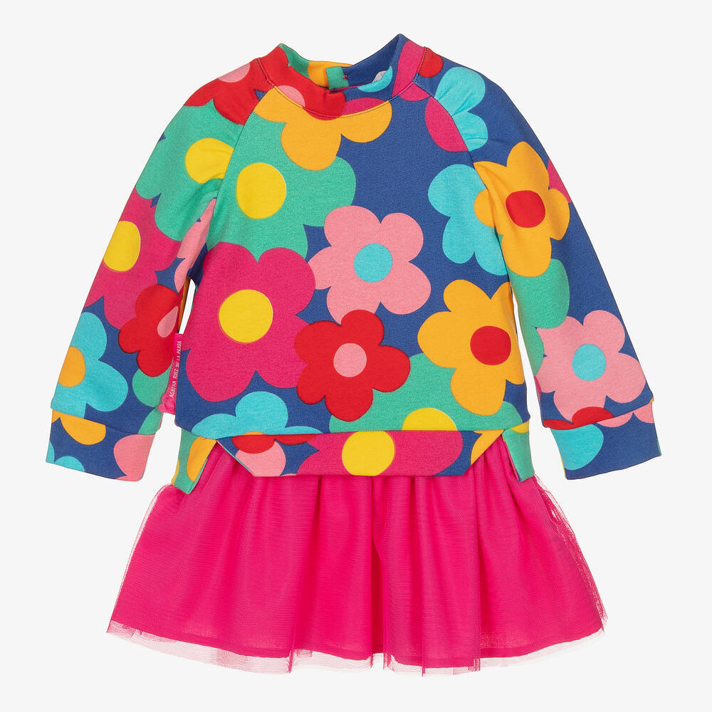 Agatha Ruiz de la Prada - Girls Blue & Pink Skirt Set | Childrensalon