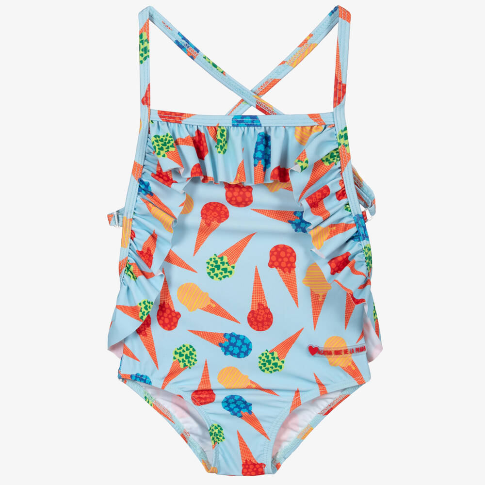 Agatha Ruiz de la Prada-Girls Blue Printed Swimsuit | Childrensalon Outlet
