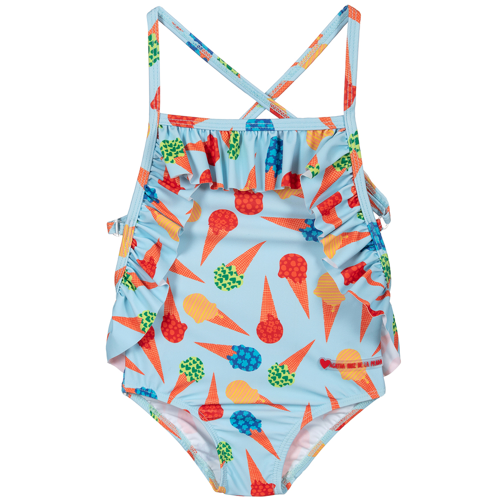 Agatha Ruiz de la Prada - Girls Blue Printed Swimsuit | Childrensalon