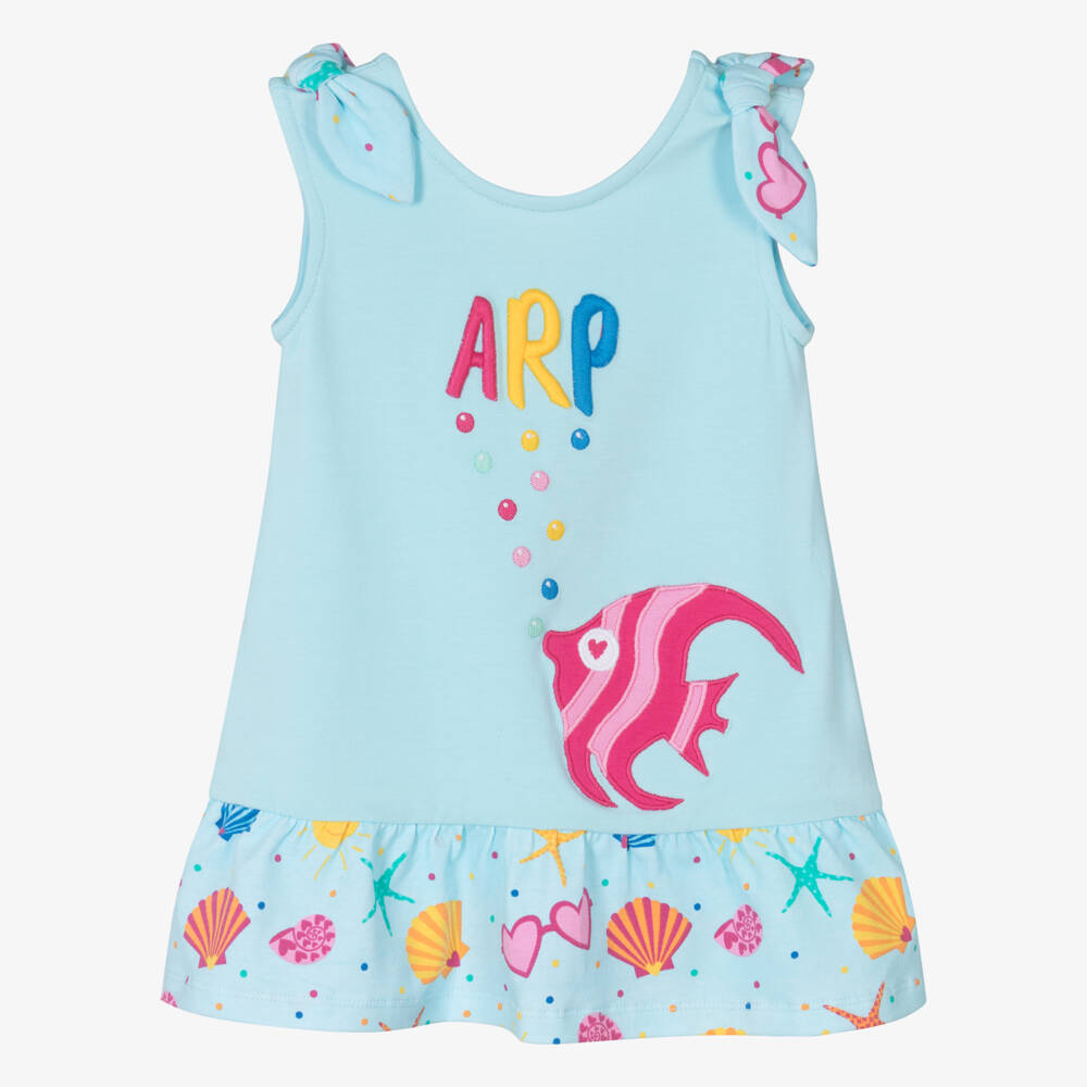 Agatha Ruiz de la Prada-Girls Blue Sea Life Cotton Dress | Childrensalon Outlet