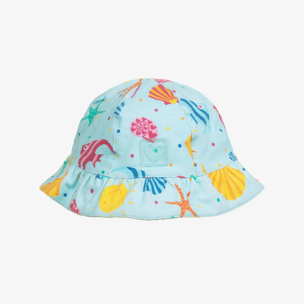 Agatha Ruiz de la Prada-Girls Blue Sea Life Cotton Jersey Hat | Childrensalon Outlet
