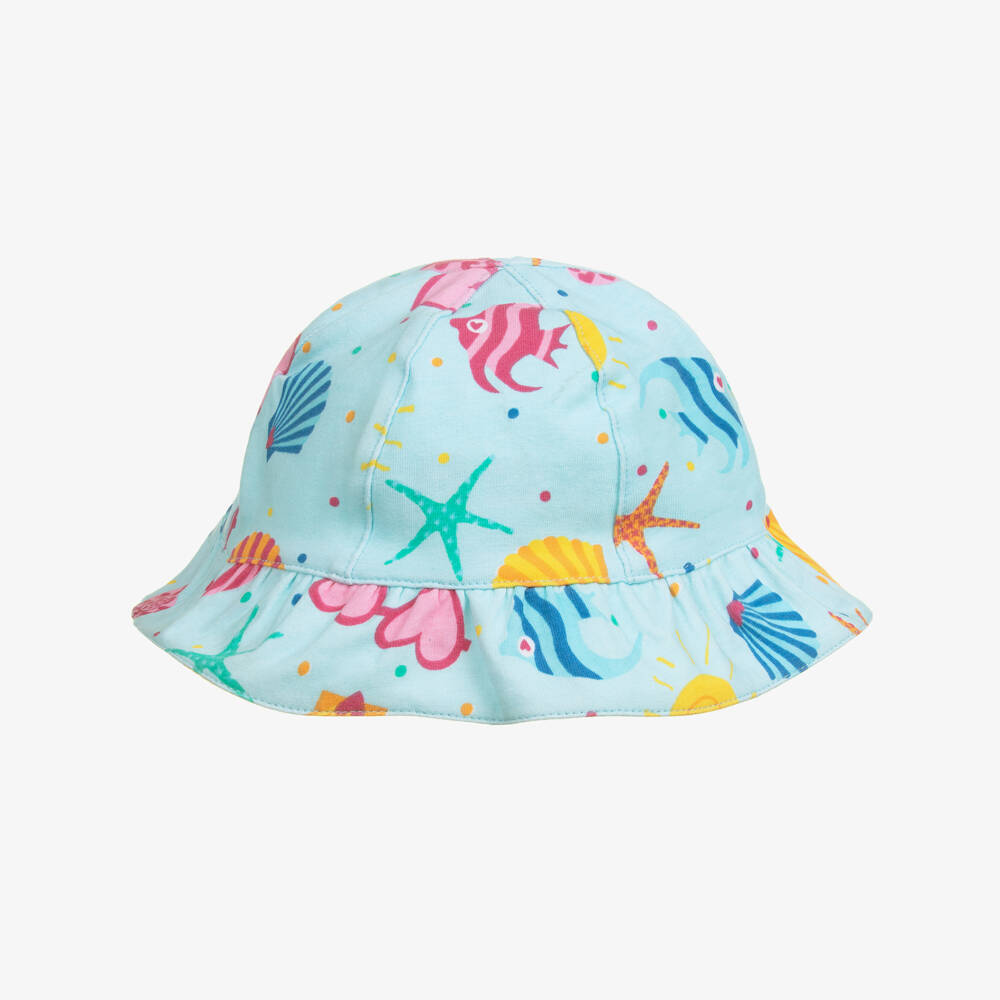 Agatha Ruiz de la Prada-Girls Blue Sea Life Cotton Jersey Hat | Childrensalon Outlet