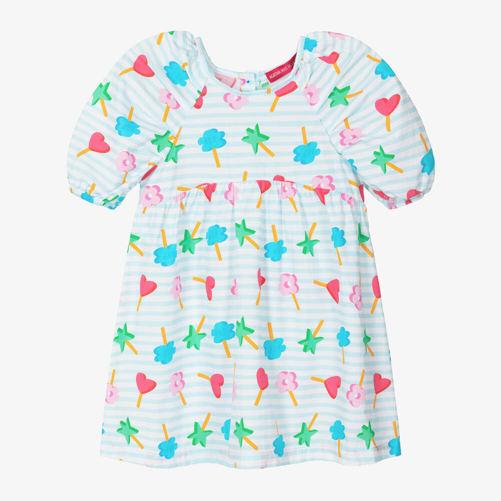 Agatha Ruiz de la Prada-Girls Blue Stripe Cotton Lollipop Dress | Childrensalon Outlet