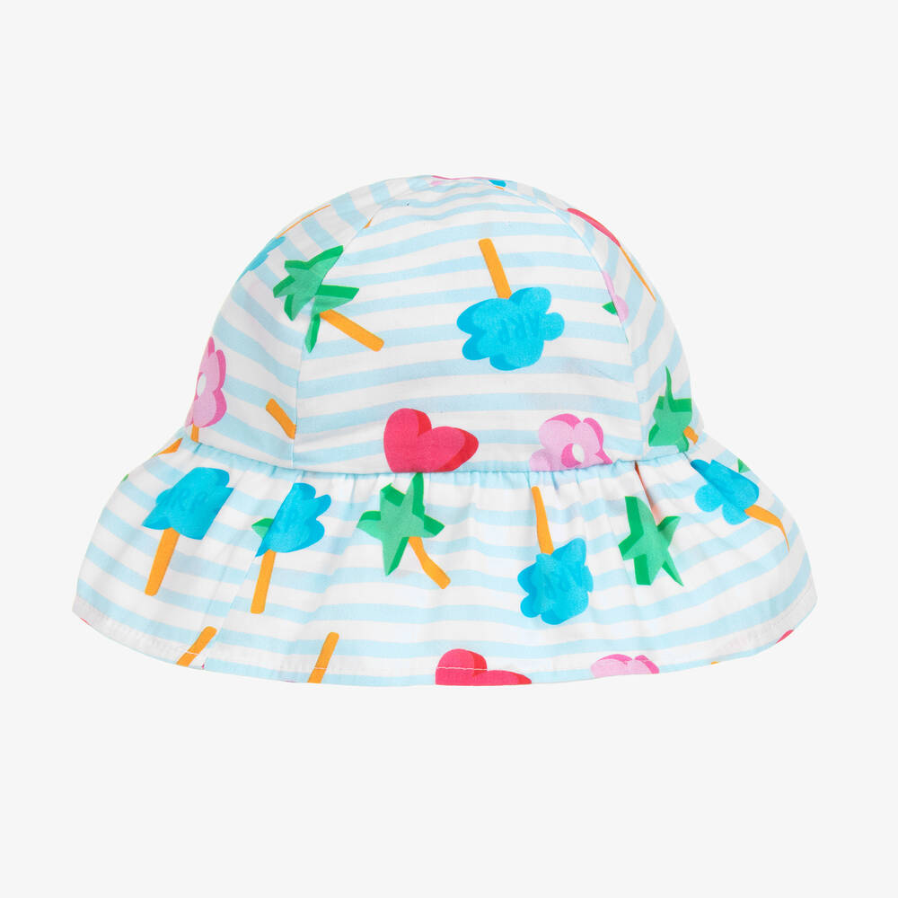 اجاثا رويز دي لا برادا-قبعة قطن مقلم لون أزرق وأبيض للبنات | Childrensalon Outlet