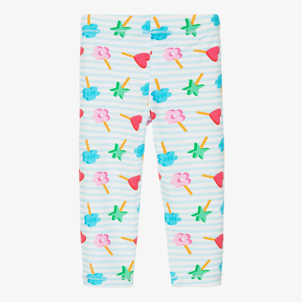 Agatha Ruiz de la Prada-ليقنز قطن جيرسي مقلم لون أزرق وأبيض للبنات | Childrensalon Outlet