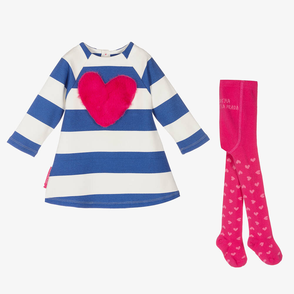 Agatha Ruiz de la Prada-Платье в голубую полоску и колготки для девочек | Childrensalon Outlet