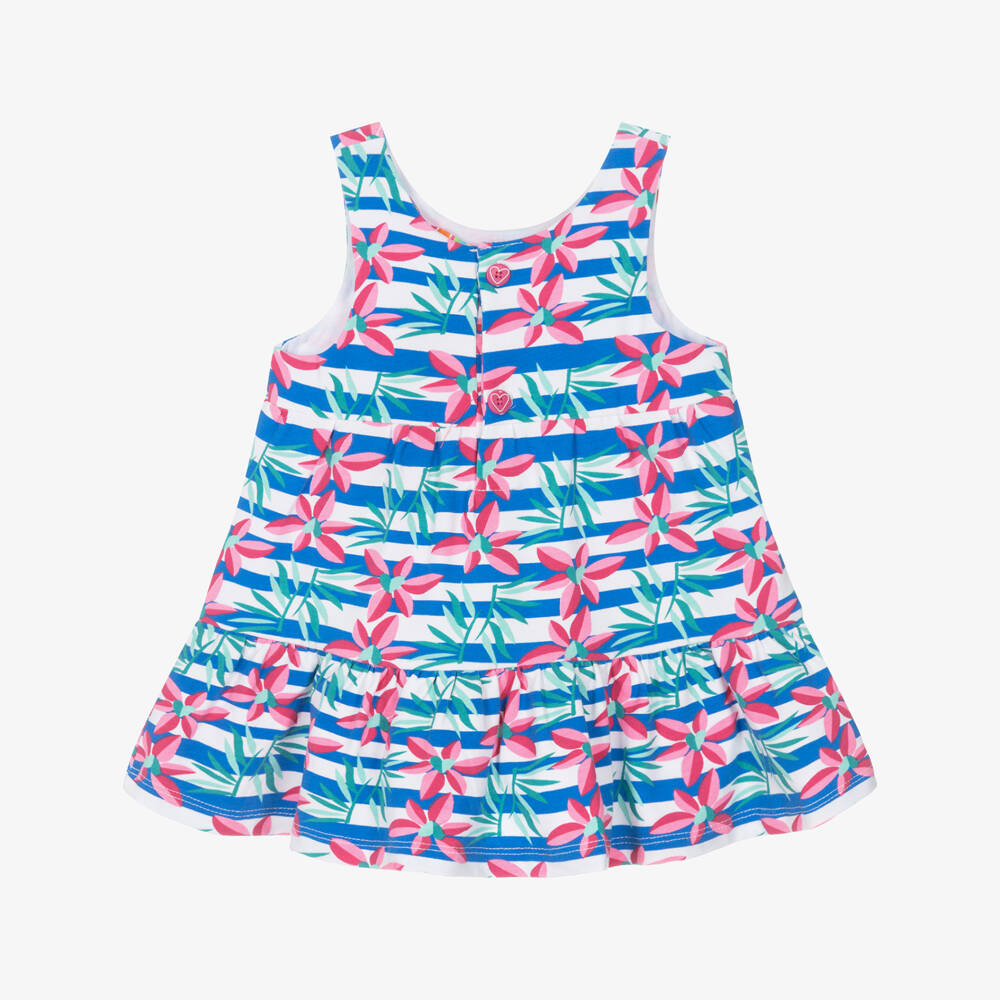 Agatha Ruiz de la Prada-Girls Blue Striped & Floral Print Dress | Childrensalon Outlet
