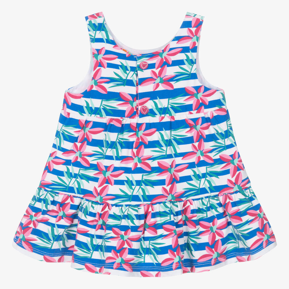 Agatha Ruiz de la Prada-Girls Blue Striped & Floral Print Dress | Childrensalon Outlet