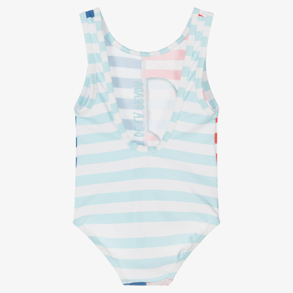 Agatha Ruiz de la Prada Girls Blue Striped Flower Swimsuit