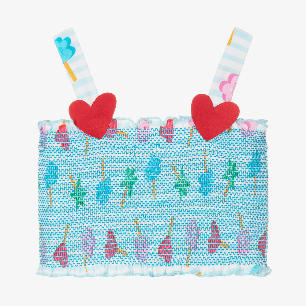 Agatha Ruiz de la Prada-Girls Blue Striped Lollipop Cotton Crop Top | Childrensalon Outlet