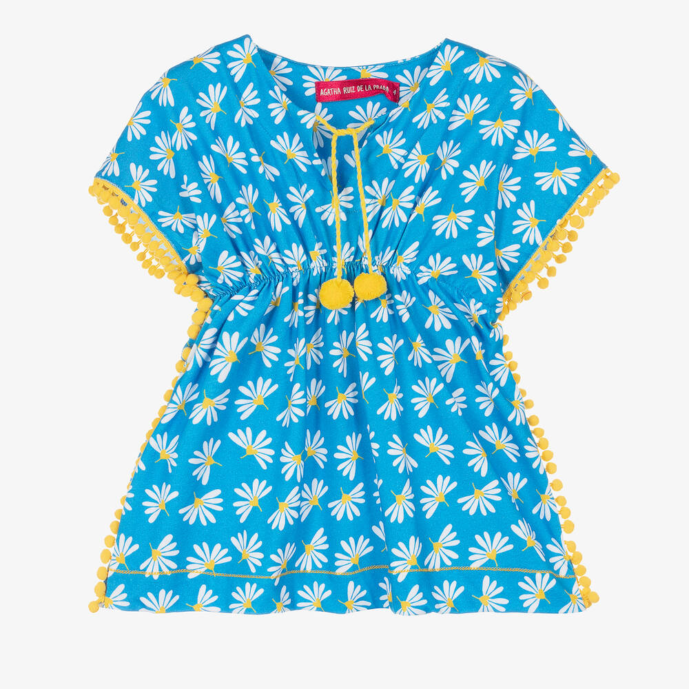 Agatha Ruiz de la Prada - Girls Blue & Yellow Floral Kaftan | Childrensalon