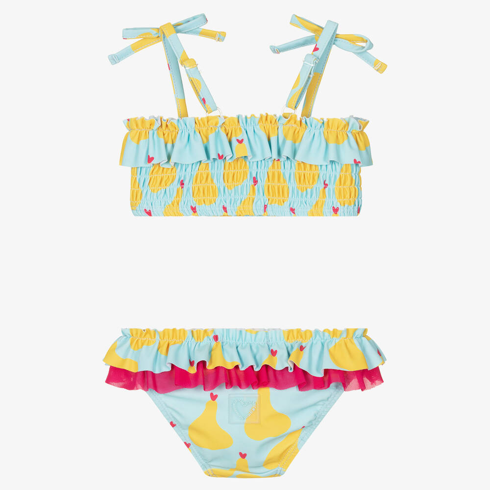 Agatha Ruiz de la Prada-Girls Blue & Yellow Pear Print Bikini | Childrensalon Outlet