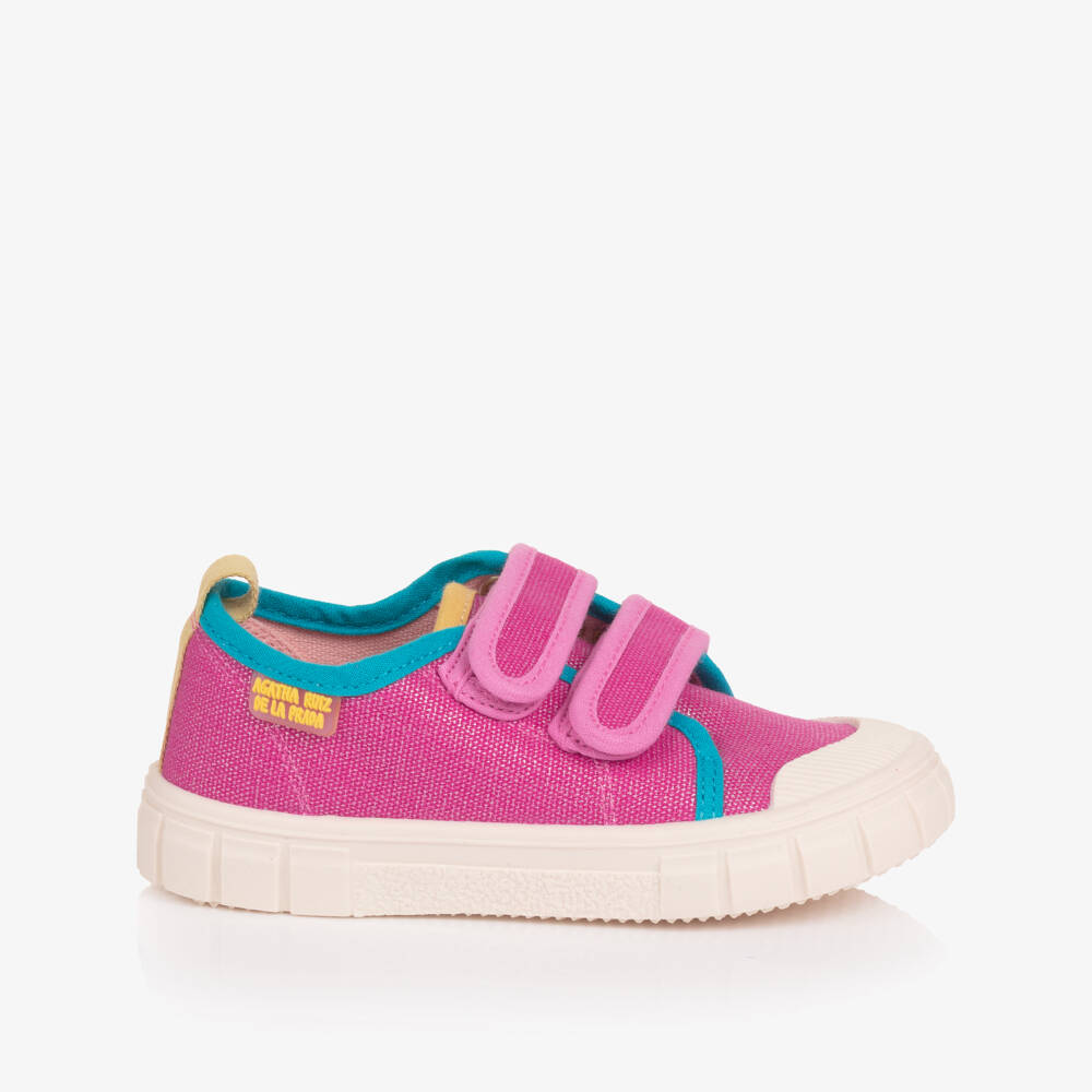 Agatha Ruiz de la Prada-Girls Bright Pink Canvas Velcro Trainers | Childrensalon Outlet