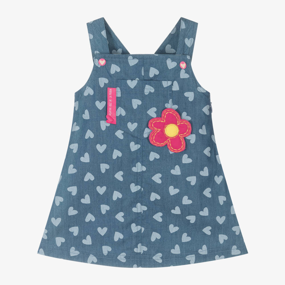 Agatha Ruiz de la Prada-فستان شامبراي للبنات بلمسات قلبية | Childrensalon Outlet
