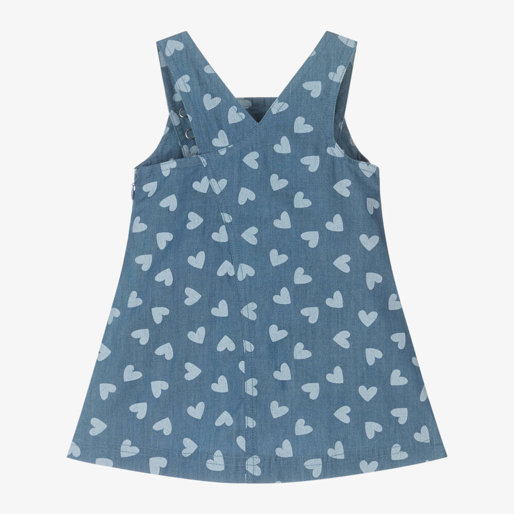 Agatha Ruiz de la Prada-Girls Chambray Dress with Heart Accents | Childrensalon Outlet