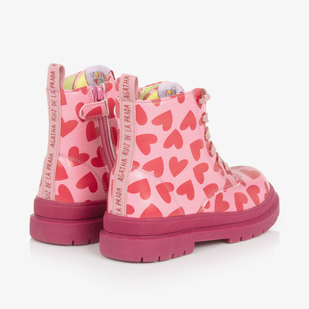 Agatha Ruiz de la Prada-Girls' Charming Pink Heart Booties | Childrensalon Outlet