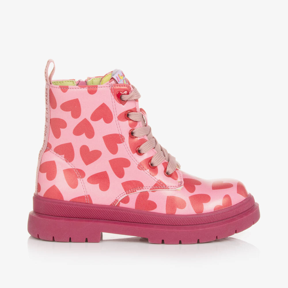 Agatha Ruiz de la Prada-Girls' Charming Pink Heart Booties | Childrensalon Outlet