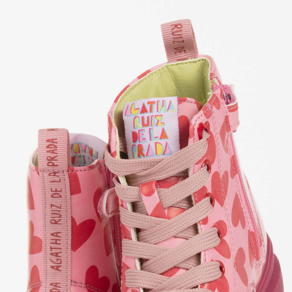 Agatha Ruiz de la Prada-Girls' Charming Pink Heart Booties | Childrensalon Outlet