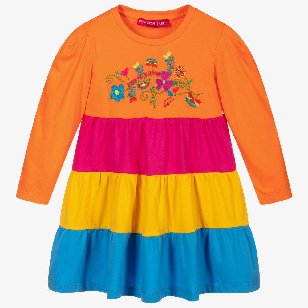 Agatha Ruiz de la Prada - Разноцветное хлопковое платье для девочек | Childrensalon