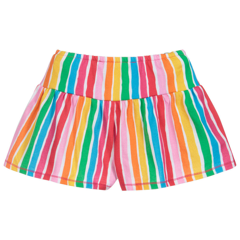 Agatha Ruiz de la Prada-شورت قطن مقلم لون زهري وأحمر وأخضر للبنات | Childrensalon Outlet