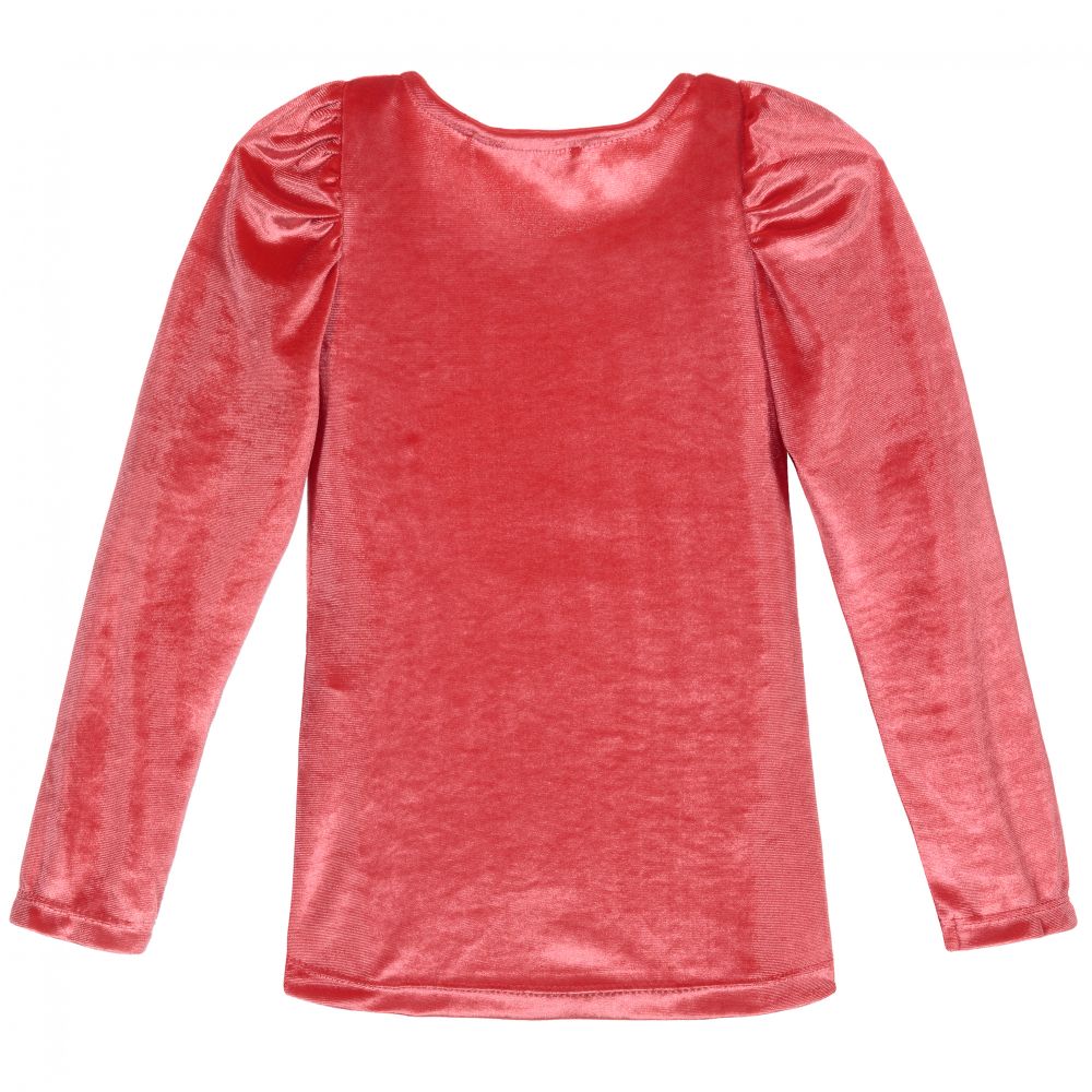 Agatha Ruiz de la Prada-Girls Coral Red Velour Top | Childrensalon Outlet