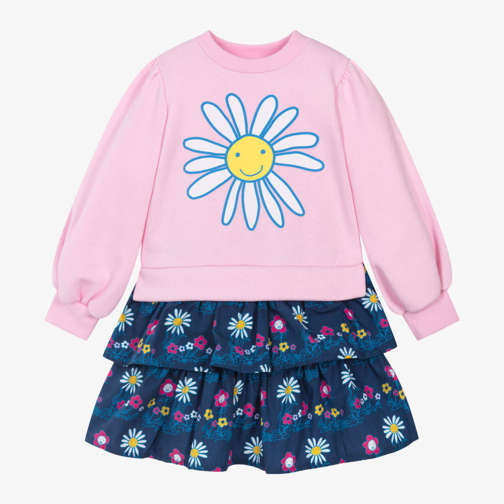 Agatha Ruiz de la Prada-Girls Cotton Daisy Two-Piece Dress | Childrensalon Outlet