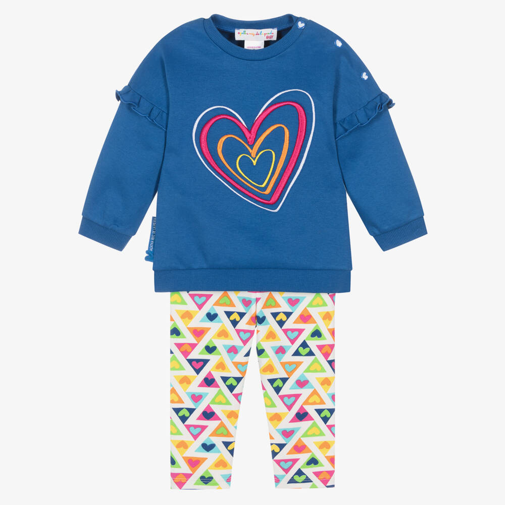 Agatha Ruiz de la Prada-طقم ليقنز قطن لون أزرق للبنات | Childrensalon Outlet