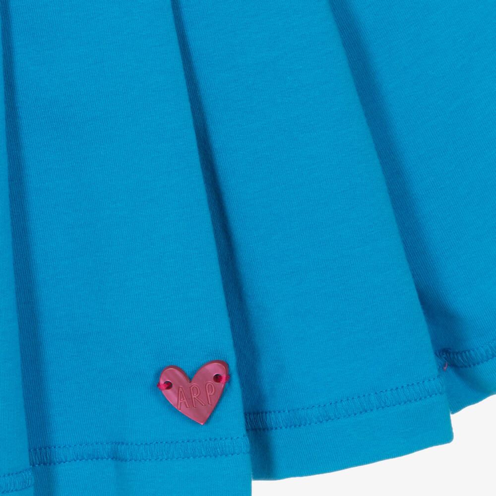 Agatha Ruiz de la Prada-فستان بطبعة قلوب قطن لون أزرق وزهري | Childrensalon Outlet