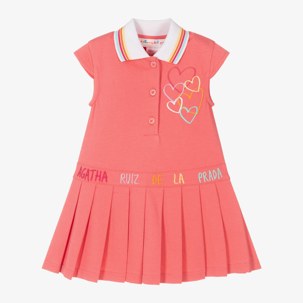 Agatha Ruiz de la Prada-فستان بولو قطني وردي للبنات | Childrensalon Outlet