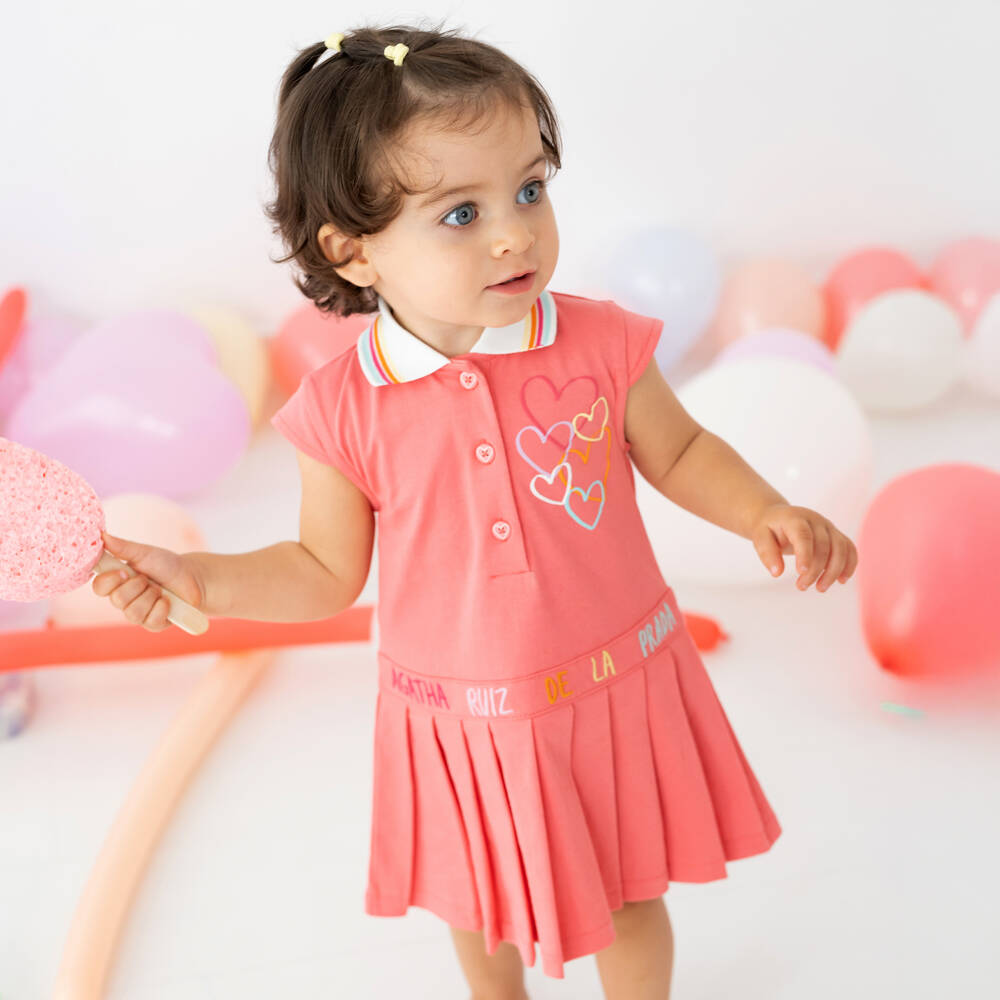 Agatha Ruiz de la Prada-Girls Cotton Pink Polo Dress | Childrensalon Outlet