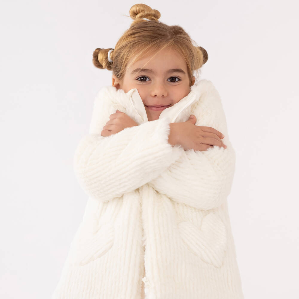 Agatha Ruiz de la Prada-Girls Cream Faux Fur Coat | Childrensalon Outlet