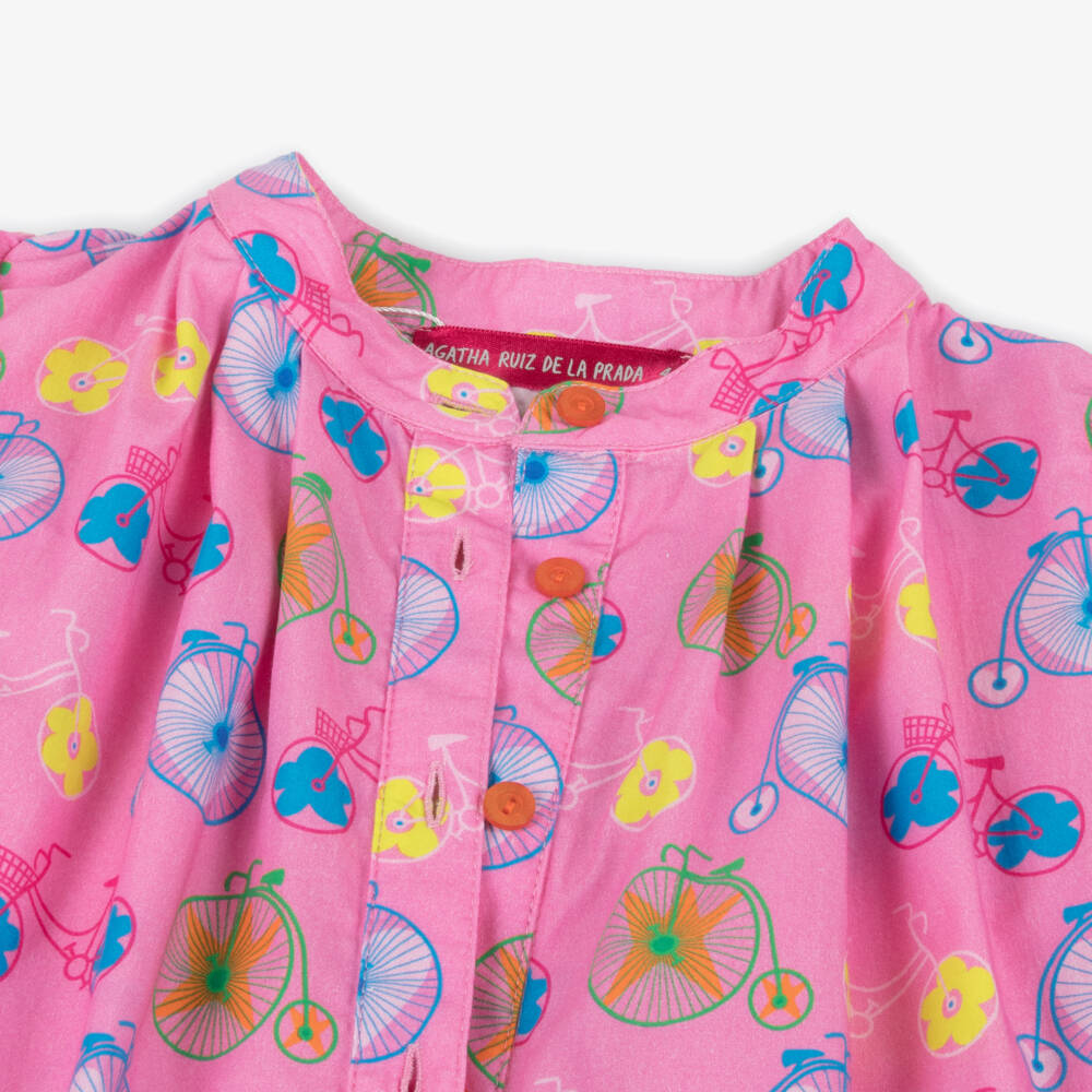 Agatha Ruiz de la Prada-Girls Flared Pink Poplin Dress | Childrensalon Outlet
