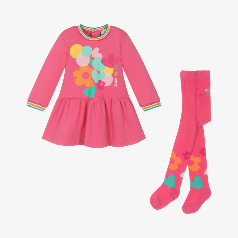 Agatha Ruiz de la Prada-Girls Floral Cotton Dress Ensemble | Childrensalon Outlet