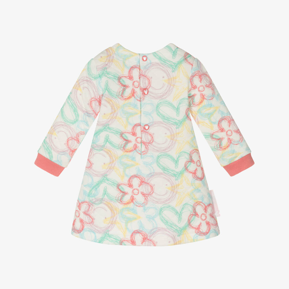Agatha Ruiz de la Prada-Бело-розовое платье из хлопка с цветами и колготки | Childrensalon Outlet