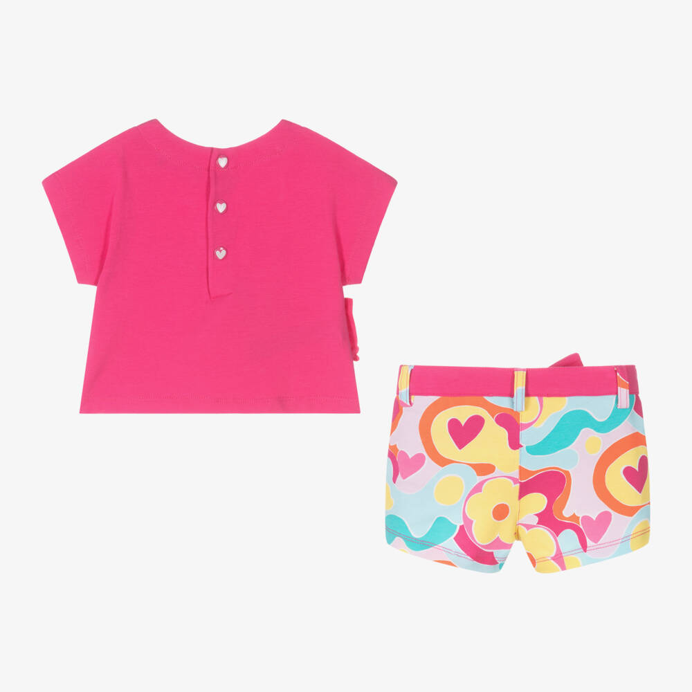 Agatha Ruiz de la Prada-Комплект розовых хлопковых шорт с цветочным узором для девочек | Childrensalon Outlet