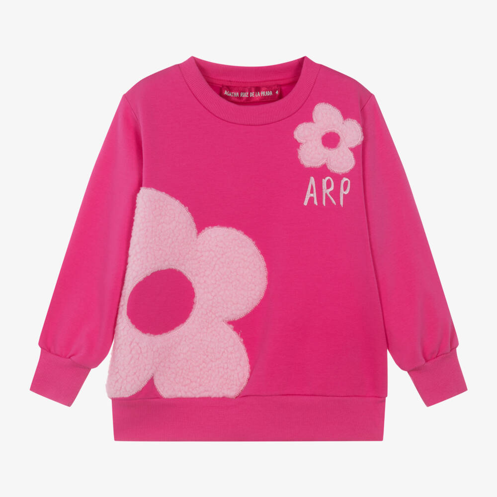 Agatha Ruiz de la Prada-سويتشيرت بطبعة ورود قطن لون زهري للبنات | Childrensalon Outlet
