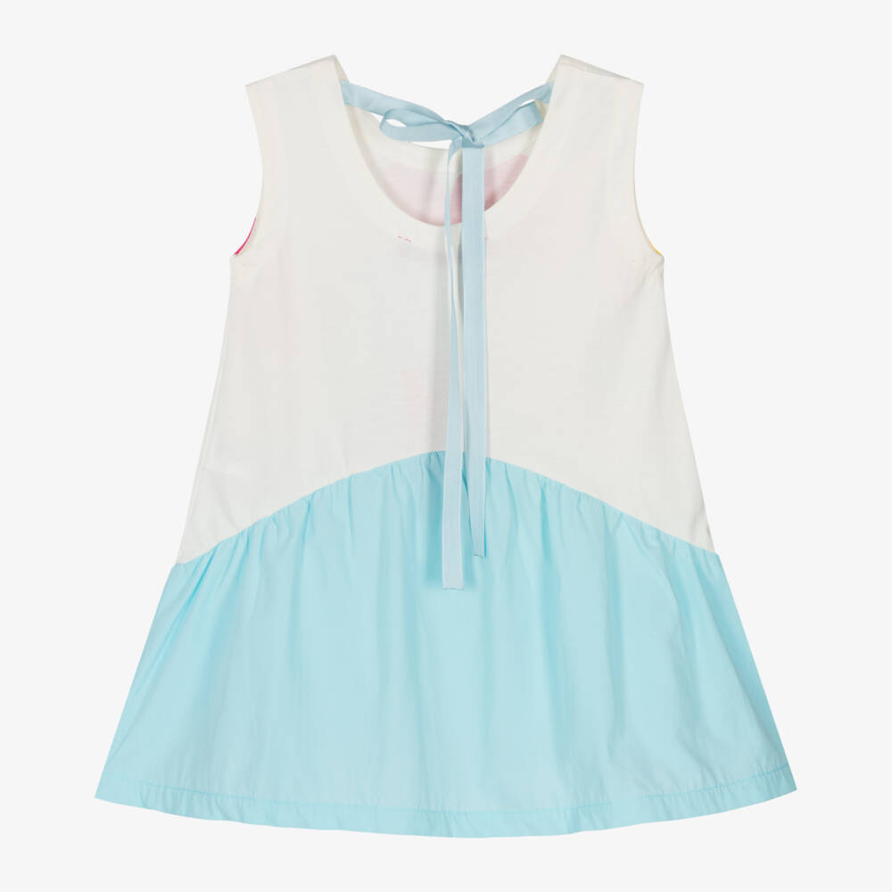 Agatha Ruiz de la Prada-Платье белое с синими цветами для девочек | Childrensalon Outlet