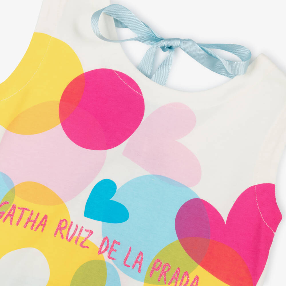 Agatha Ruiz de la Prada-Платье белое с синими цветами для девочек | Childrensalon Outlet