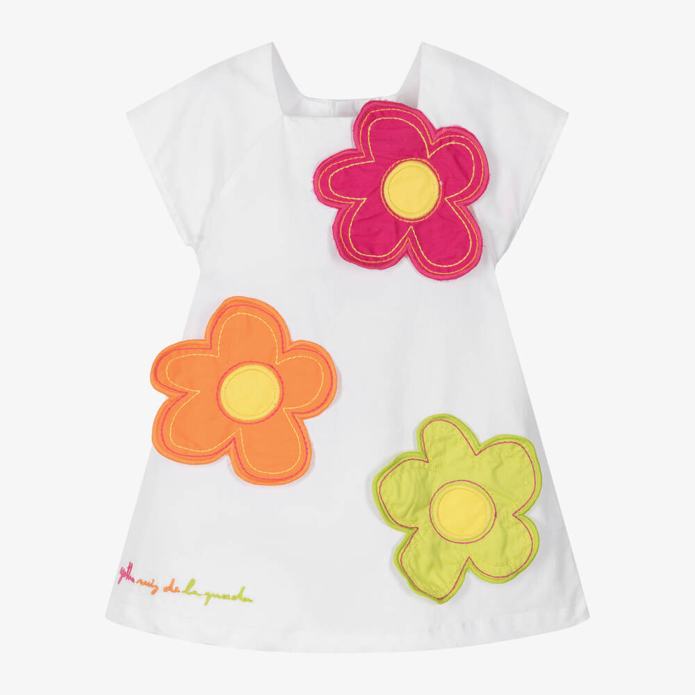 Agatha Ruiz de la Prada-Girls Floral White Cotton Frock | Childrensalon Outlet