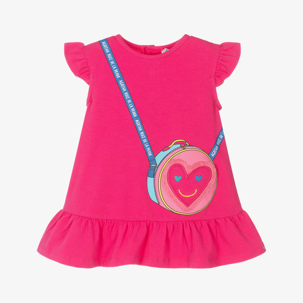 Agatha Ruiz de la Prada-فستان بناتي بلون فوشيا مع تصميم حقيبة | Childrensalon Outlet