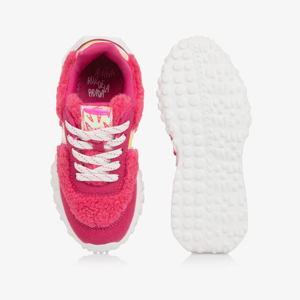 Agatha Ruiz de la Prada-Girls Fuchsia Fleece Shoes | Childrensalon Outlet