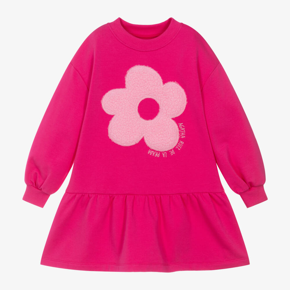 Agatha Ruiz de la Prada-Girls Fuchsia Floral Cotton Dress | Childrensalon Outlet
