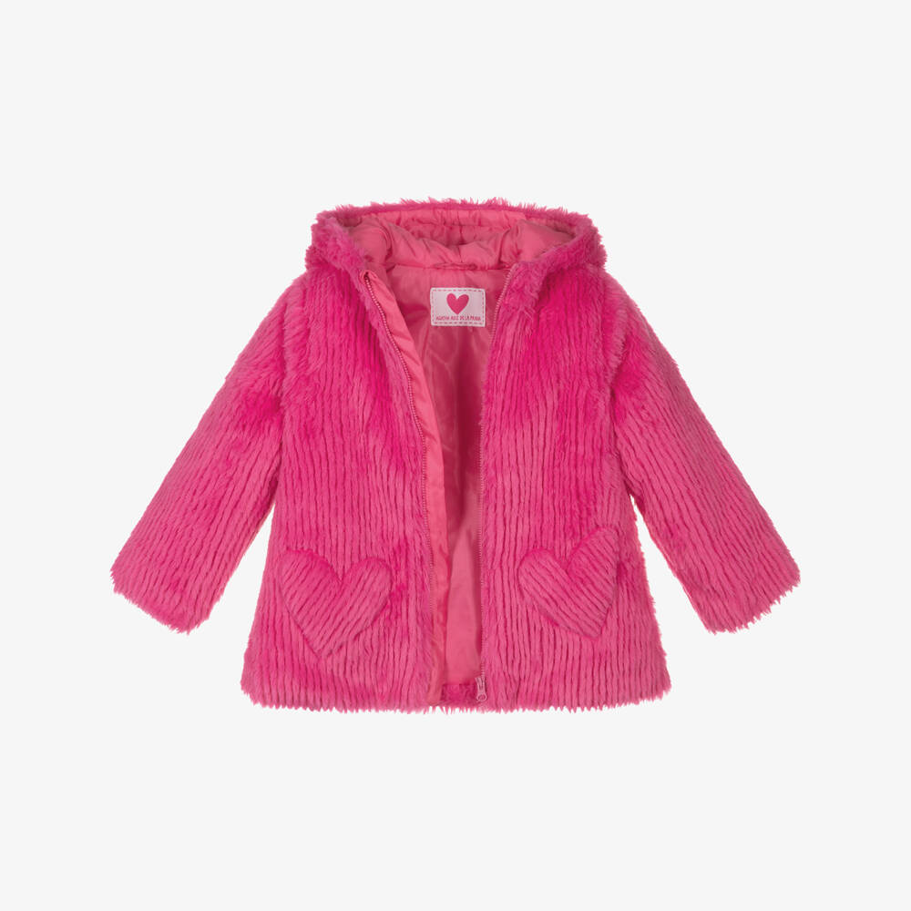 Agatha Ruiz de la Prada-Girls Fuchsia Hooded Faux Fur Jacket | Childrensalon Outlet