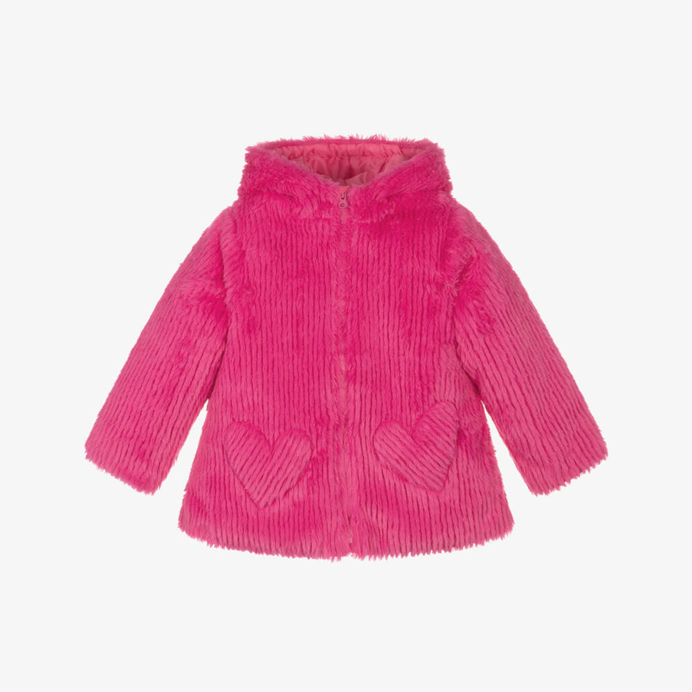 Agatha Ruiz de la Prada-Girls Fuchsia Hooded Faux Fur Jacket | Childrensalon Outlet