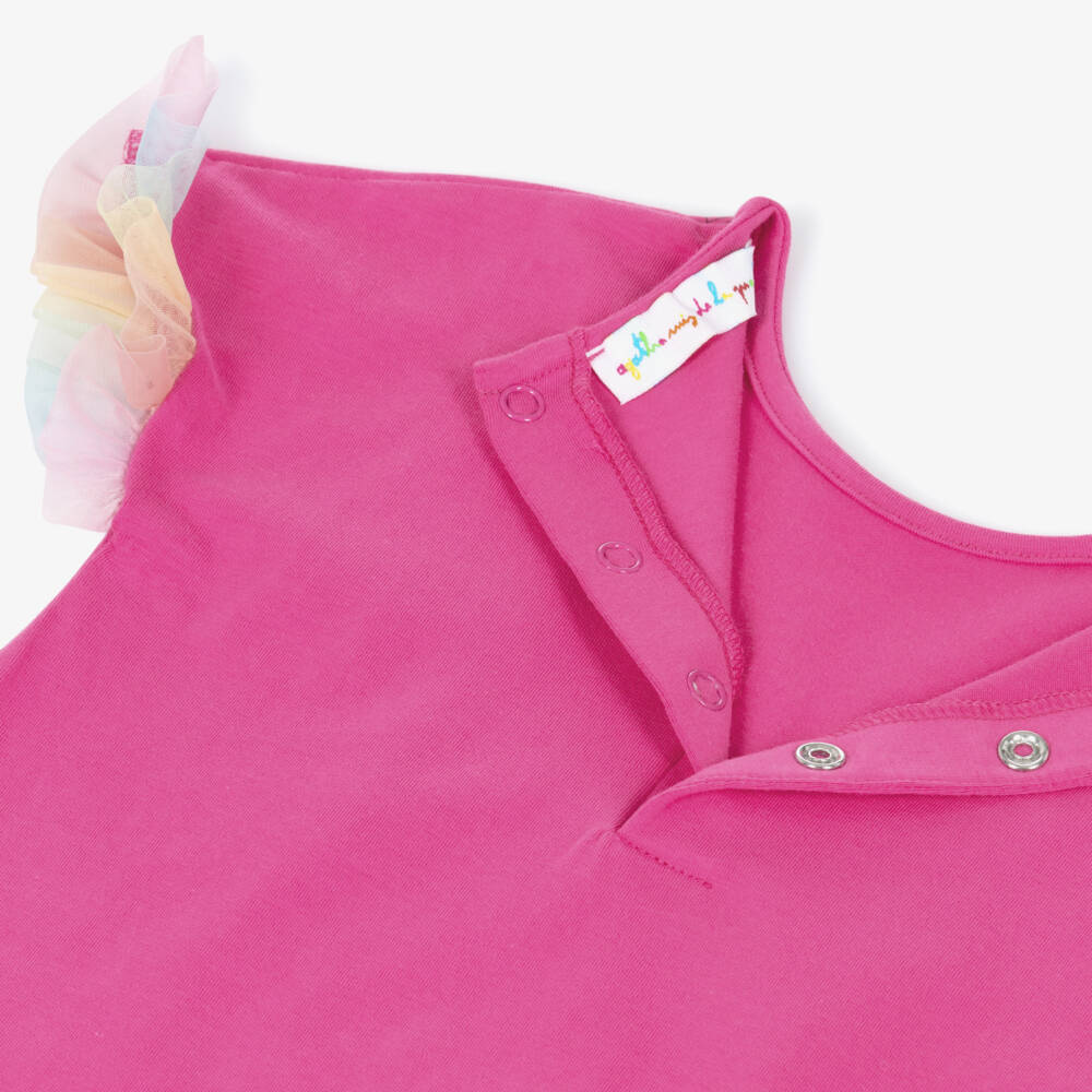 Agatha Ruiz de la Prada-Girls Fuchsia Pink Cotton Jersey Camera Print Dress | Childrensalon Outlet
